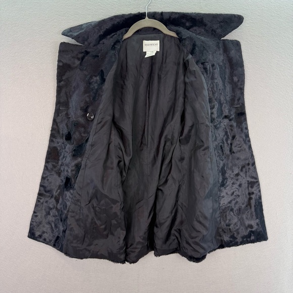 Hugo Buscati - women’s black faux fur coat double breasted fitted jacket Size 4 - Picture 5 of 7